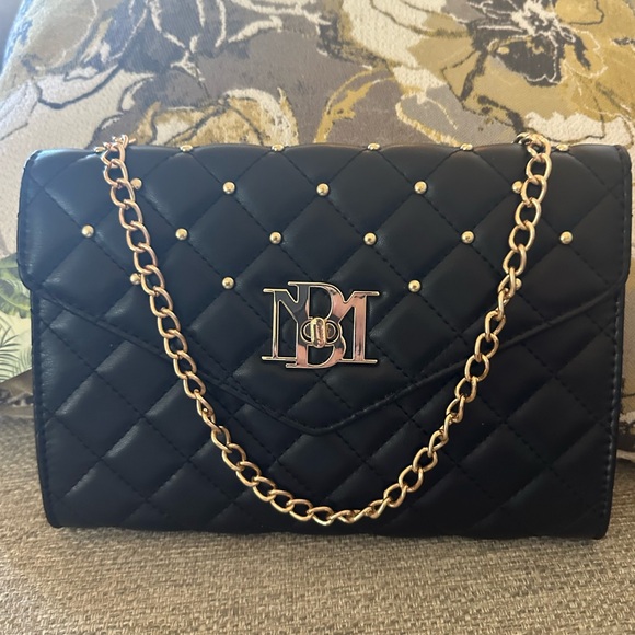 Badgley Mischka Black Quilted Chain Bag New - Picture 9 of 13